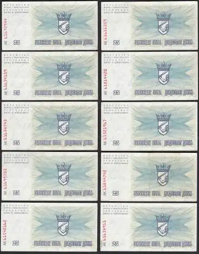 BOSNIEN - HERZEGOVINA 10 St.á 25.000 grün Dinara 15.10.1993 Pick 54a VF/XF (2/3)