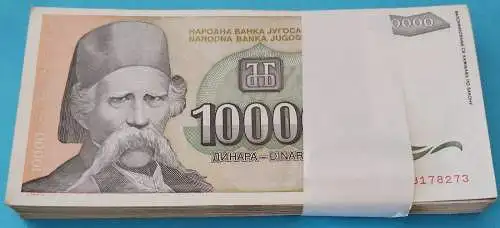 Jugoslawien - Yugoslavia Bundle mit 100 Stück 10000 10.000 Dinara 1993 Pick 129