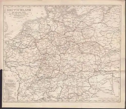 Deutschland Karte Übersicht der Eisenbahnen Hauptstrassen + anliegende Länder