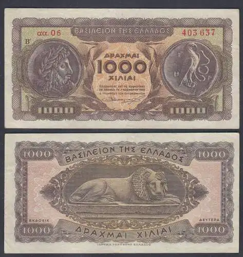 Griechenland - Greece Königreich 1000 Drachmai 1953 Pick 326b VF+ (3+)   27054