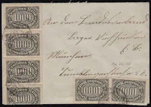 Deutsches Reich Infla Brief 1923 Massen-Frankatur 20 x 1000 Mark    (21650