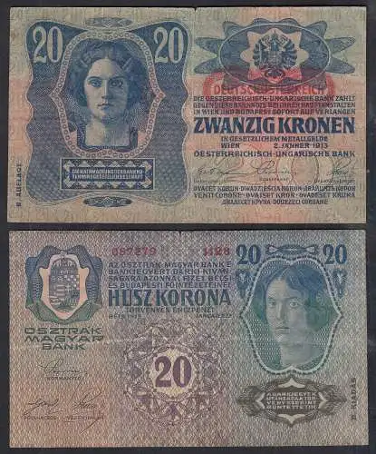 Österreich - Austria 20 Kronen 1919 (1913) Pick 53a F- (4-)     (32384