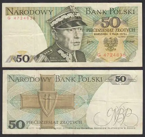 Polen - Poland 50 Zloty Banknote 1975 Pick 142a F (4) Serie G  (32362