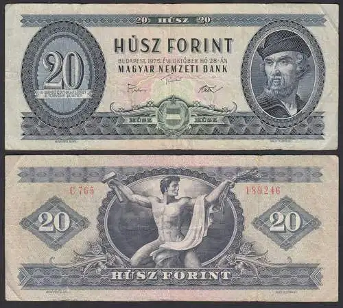 UNGARN - HUNGARY 20 Forint 1975 VF (3) Pick 169f    (32434
