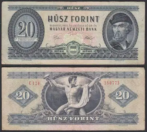 UNGARN - HUNGARY 20 Forint 1975 VF (3) Pick 169f    (32435