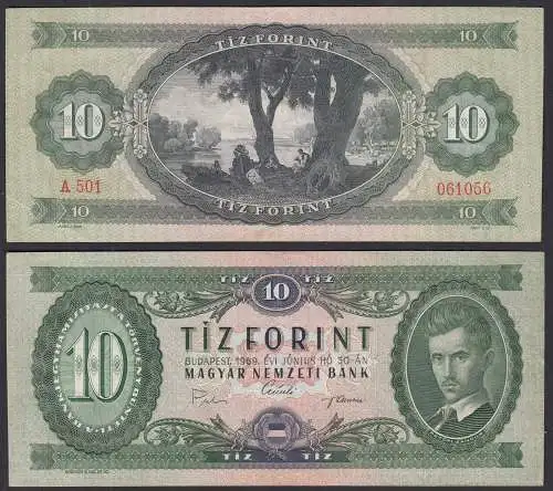 UNGARN - Hungary -  10 Forint 1969 Pick 168d VF+ (3+)    (32436