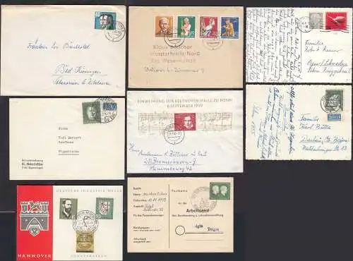 BRD BUND 8 Stück ältere Briefe/Karten meist 50er Jahre Gelegenheit  (32352