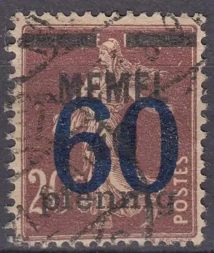 Memel 1921 Mi.35 Freimarken mit Aufdruck 60 auf 40 a 20 gestempelt used  (70480