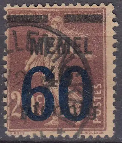 Memel 1921 Mi.35 Freimarken mit Aufdruck 60 auf 40 a 20 gestempelt used  (70481