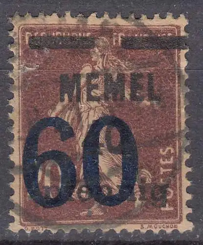 Memel 1921 Mi.35 Freimarken mit Aufdruck 60 auf 40 a 20 gestempelt used  (70482