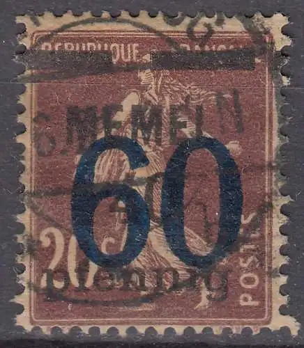 Memel 1921 Mi.35 Freimarken mit Aufdruck 60 auf 40 a 20 gestempelt used  (70483