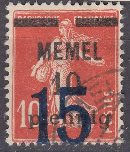 Memel 1921 Mi.34 Freimarken mit Aufdruck 15 auf 10 a 10 gestempelt used  (70486