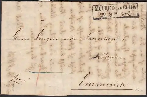 1859 MÜLHEIM RUHR R2 Brief nach EMMERICH mit ausführlichen Inhalt   (32403