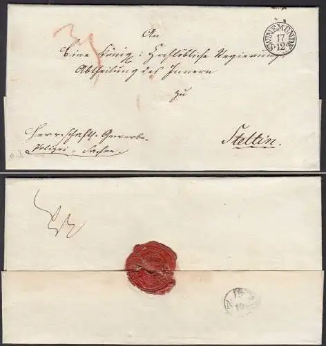 ca.1830 SWINEMÜNDE K1 Umschlag nach STETTIN taxiert   (32408