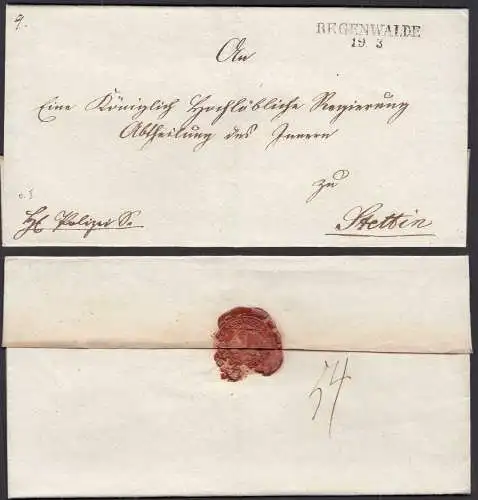 ca. 1825 REGENWALDE L2 Umschlag nach STETTIN    (32412