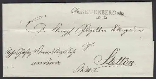 ca. 1825 GREIFENBERG i.POM L2 Umschlag nach Stettin   (32415