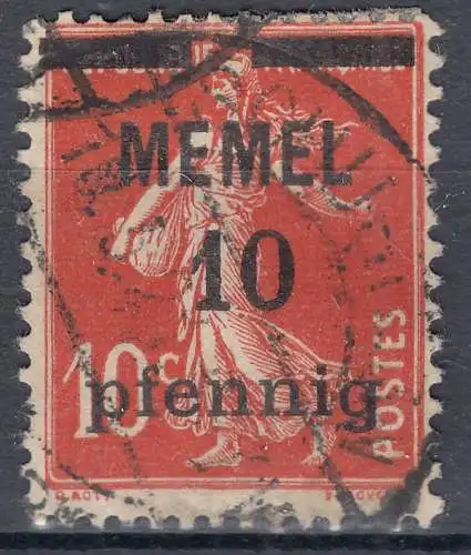 Memel 1920 Mi. 19 Freimarken mit Aufdruck 10 Pf.auf 10 C. gestempelt used (70500