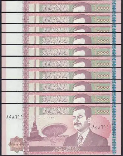 Lot 10 Stück Irak - Iraq 10000 10.000 Dinars Pick 89 UNC (1) 2002  (30185