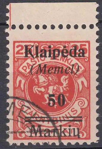 Memel 1923 Mi.131 Freimarken mit Aufdruck 50 M. auf 25 C. gestempelt used (70523