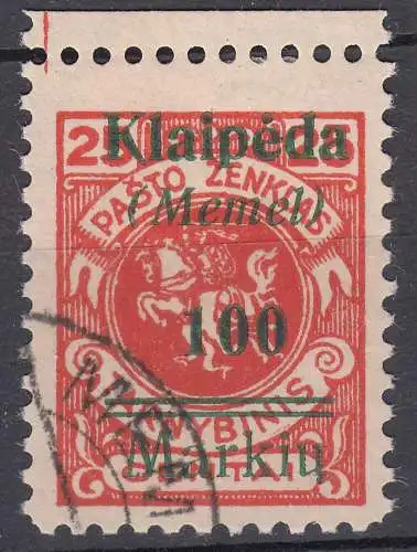 Memel 1923 Mi.132 Freimarken mit Aufdruck 100 M.auf 25 C.gestempelt used  (70525