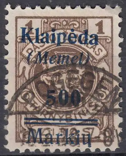 Memel 1923 Mi.134 Freimarken mit Aufdruck 500 M. auf 1 L. gestempelt used (70526