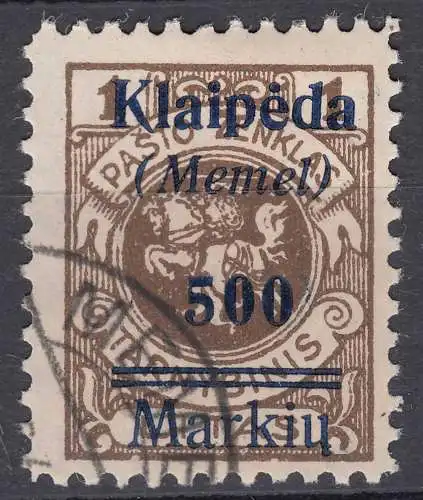 Memel 1923 Mi.134 Freimarken mit Aufdruck 500 M. auf 1 L. gestempelt used (70527