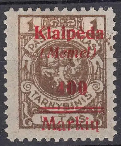 Memel 1923 Mi. 133 Freimarken mit Aufdruck 400 M. auf 1 L. * MH     (70528
