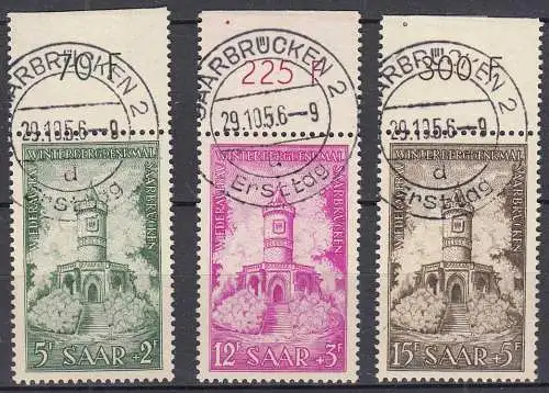 Saar Saarland - 1956 Mi. 373-375 Wiederaufbau Denkmäler Ersttagsstempel used