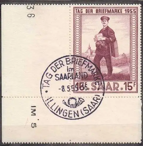 Saar Saarland - 1955 Mi. 361 Briefmarkentag Landbriefträger Ersttagsstempel used