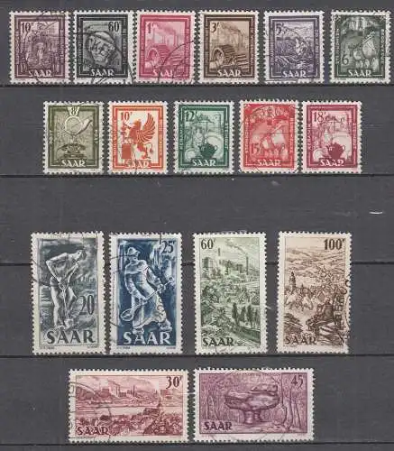 Saarland 1949 Mi. 272-288 Freimarken Industrie + Handel gestempelt used   (70539