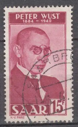 Saarland 1950 Mi. 290 Todestag von Peter Wust Philosoph gestempelt used   (70541