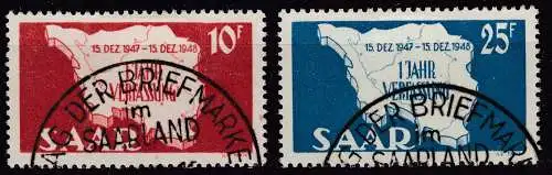 Saarland 1948 Mi. 260-261 - 1 Jahr Verfassung gestempelt used     (70543