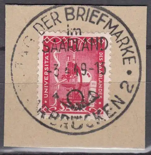 Saarland 1949 Mi. 264 Universität Saarbrücken Briefstück gestempelt used  (70544