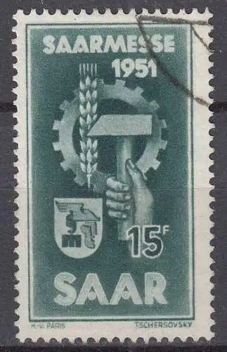 Saarland 1951 Mi. 306 – Saarmesse Saarbrücken gestempelt used     (70547