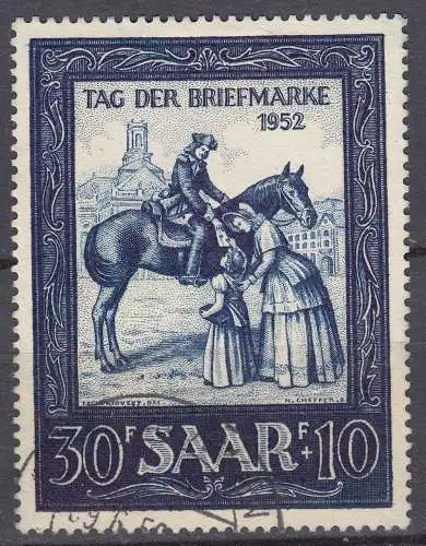 Saarland 1952 Mi. 316 – Reitender Postbote gestempelt used     (70551