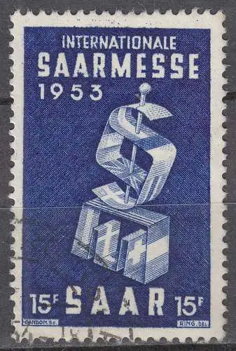 Saarland 1953 Mi. 341 – Saarmesse in Saarbrücken gestempelt used     (70555