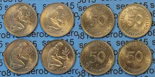 50 Pfennig complete set year 1971 all Mintmarks (D,F,G,J) Jäger Nr. 424   (417