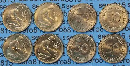 50 Pfennig complete set year 1970 all Mintmarks (D,F,G,J) Jäger Nr. 424   (416