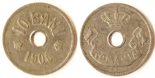 Rumänien - Romania 10 Bani Münze 1906   (079