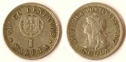 Portugiesisch Angola 1 Makuta Münze 1927 KM 66   (077