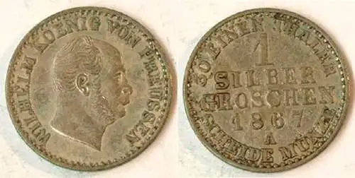 Brandenburg-Preussen 1 Silbergroschen 1867 A Wilhelm I. 1861-1888  (137
