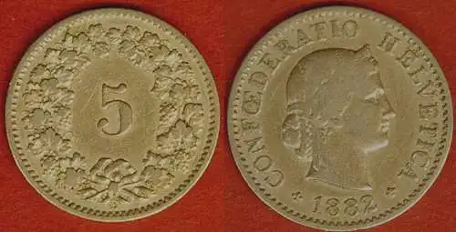 Schweiz - Switzerland 5 Rappen Münze 1882   (559