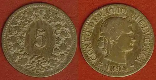 Schweiz - Switzerland 5 Rappen Münze 1882   (562