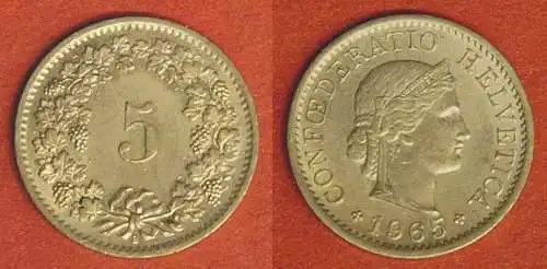 Schweiz - Switzerland 5 Rappen Münze 1965   (568