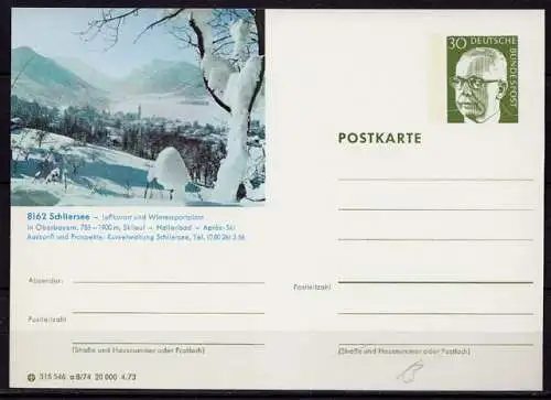 BRD Bundesrepublik Ganzsache Bildpostkarte 8162 Schliersee Wintersport     (d075