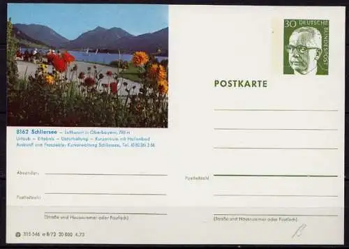 BRD Bundesrepublik Ganzsache Bildpostkarte 8162 Schliersee Oberbayern    (d076