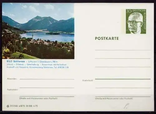 BRD Bundesrepublik Ganzsache Bildpostkarte 8162 Schliersee Luftkurort    (d078