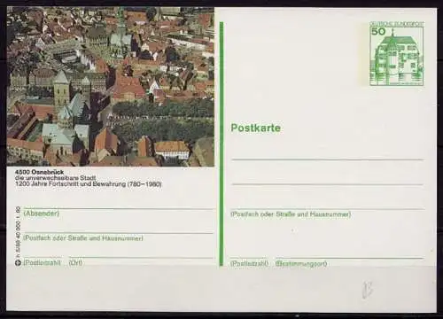 BRD Bundesrepublik Ganzsache Bildpostkarte 4500 Osnabrück  Fortschritt    (d080