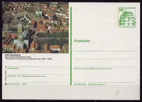 BRD Bundesrepublik Ganzsache Bildpostkarte 4500 Osnabrück    (d080
