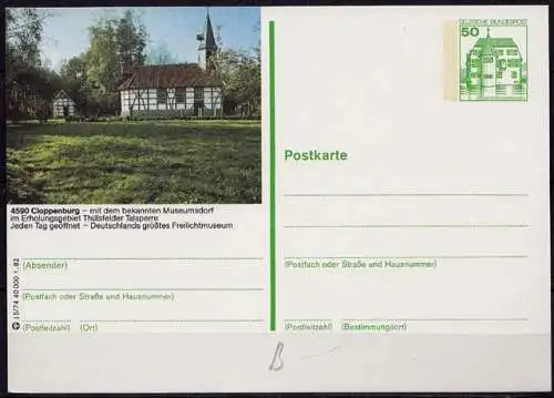 BRD Bundesrepublik Ganzsache Bildpostkarte 4590 Cloppenburg Museumsdorf   (d081